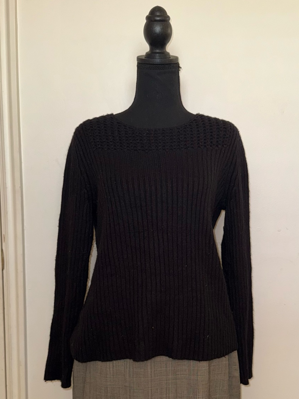 Vintage 90s Preston & York Cashmere Angora Crochet Knit Sweater